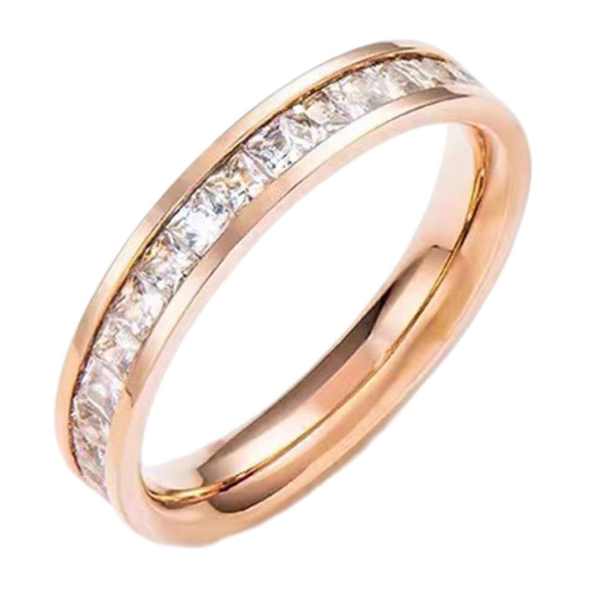 Wholesale Supply Ring Non-Fading Female Ins Couple Ring Full Diamond Zircon Titanium Steel Ring High-Grade Light Luxury Ring