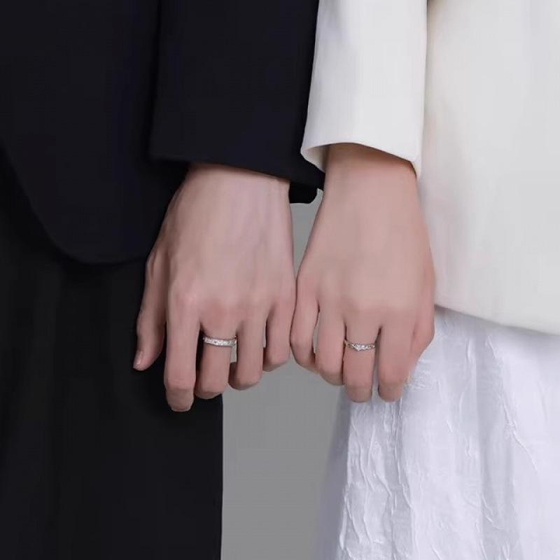 North Star Couple Ring Female Male Ins Small Design Fashion Couple Ring Valentine's Day Gift Girlfriend Diamond Ring
