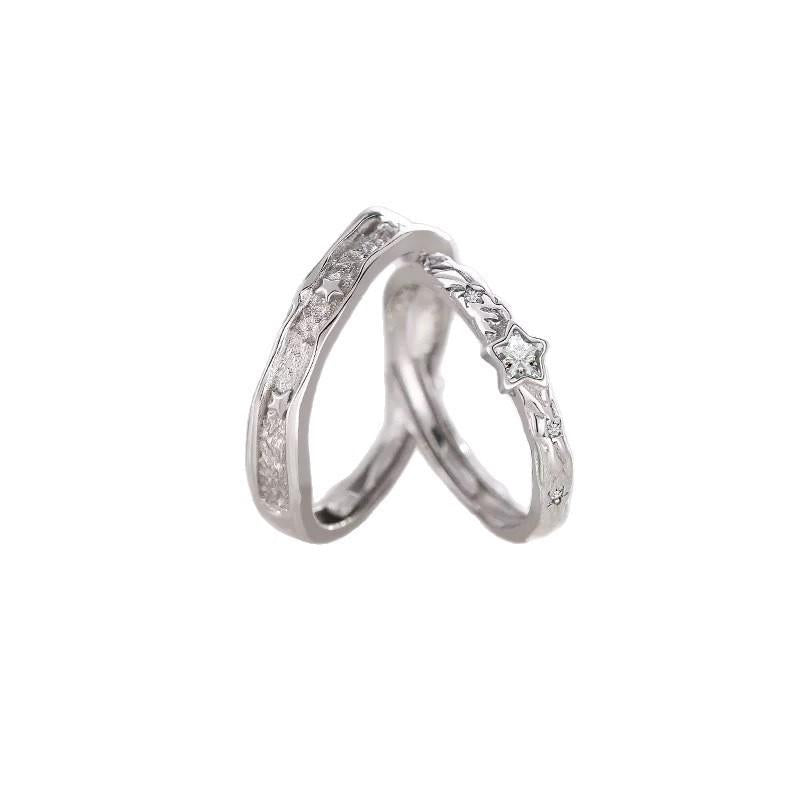 North Star Couple Ring Female Male Ins Small Design Fashion Couple Ring Valentine's Day Gift Girlfriend Diamond Ring