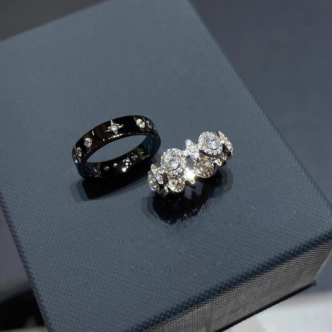 Simanxing Snow White Black Warrior Ring Super Flash Zircon Niche Light Luxury Fashion High Sense Couple Ring