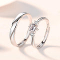 Love at first sight couple rings, niche high-end, fresh and open mouth rings, fashionable and simple copper zircon couple rings