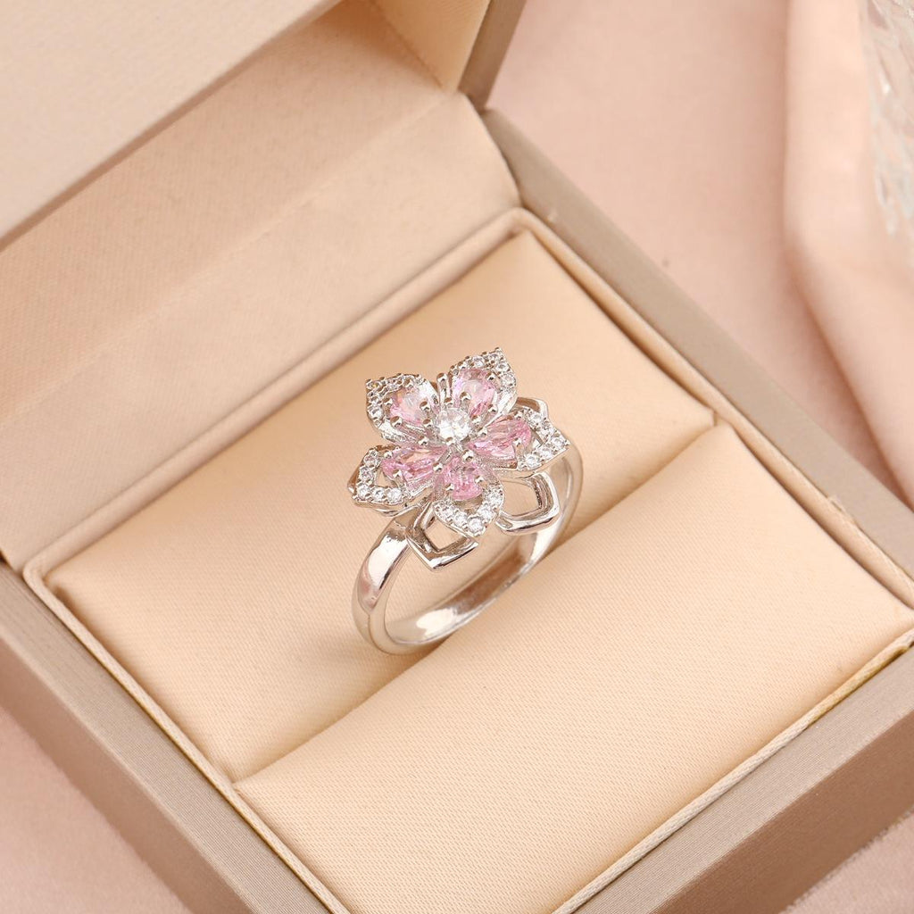 Rotatable Ring Female Copper Micro Inlaid Zircon European and American Anti-Anxiety Decompression Turn Ring Open Ring Adjustable Mixed
