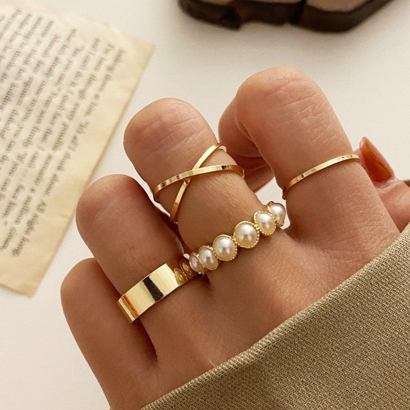 Cross-Border New Star Moon Ring Love Leaf Ring 10-Piece Joint Ring Creative Retro Female Ring Wholesale