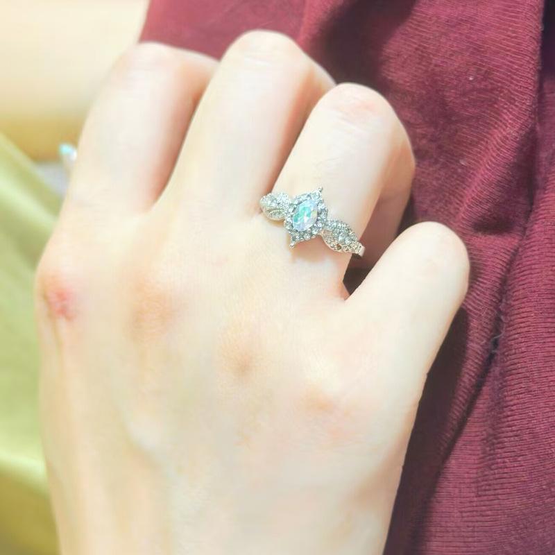 Provence Super Flash Light Purple Zircon Light Luxury Cold Sense High Sense Temperament Ring Open Ring Ring Female