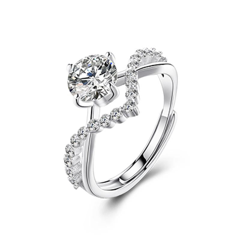 Crown Couple Ring for Love Four Claw 1 Karat Zircon Diamond Ring a Pair of Men's and Women's Wedding Ring Crown Open Ring