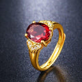 Sand Gold Jewelry Ruby Ring Niche Light Luxury Red Crystal Inlaid Open Couple Ring Female High Sense