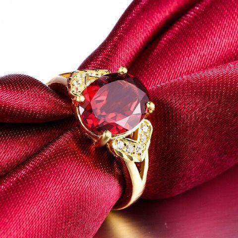 Sand Gold Jewelry Ruby Ring Niche Light Luxury Red Crystal Inlaid Open Couple Ring Female High Sense