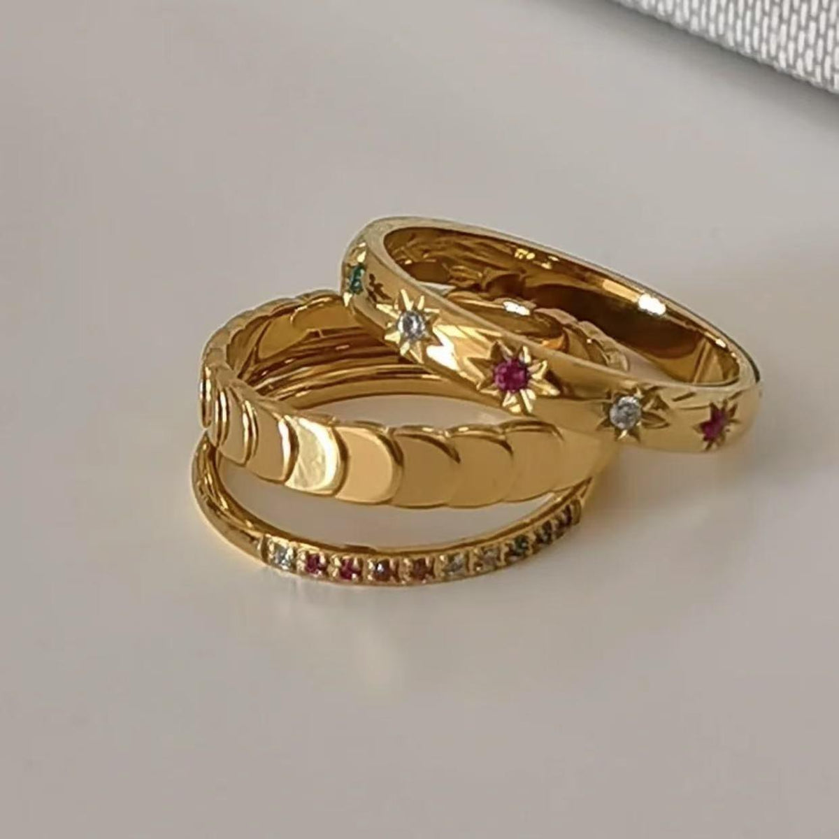 Baoman Titanium Steel Plated 18K New Rainbow Diamond Ring Women's Simple Zircon Row Ring Ins Style Niche Index Ring