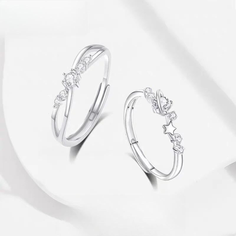Planet Travel Diamond Cross Ring Couple Ring Fashion All-Match Light Luxury Ring Zircon Ring Opening Adjustable