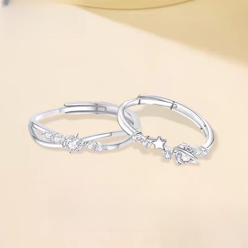 Planet Travel Diamond Cross Ring Couple Ring Fashion All-Match Light Luxury Ring Zircon Ring Opening Adjustable
