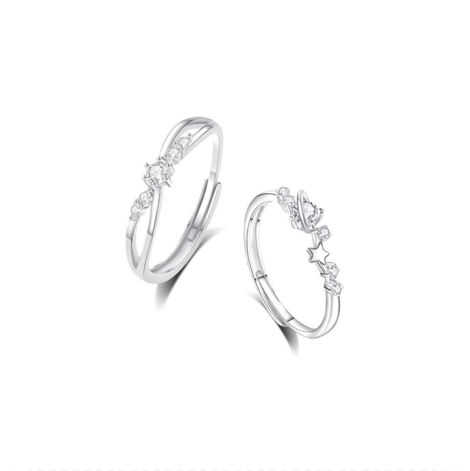 Planet Travel Diamond Cross Ring Couple Ring Fashion All-Match Light Luxury Ring Zircon Ring Opening Adjustable
