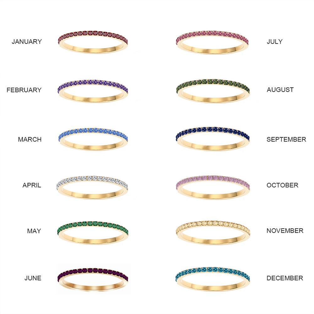 Emanco Fine Ring Colorful Diamond Ring European and American Full Diamond Titanium Steel Ring Birthstone Zircon Ring Index Finger Ring