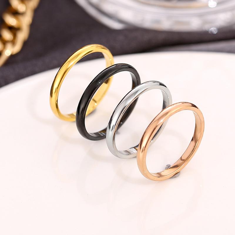 Japanese and Korean Foreign Trade Simple Titanium Steel Ring Glossy Diamond Ring Female Couple Ring Fine Stainless Steel Ring Jewelry