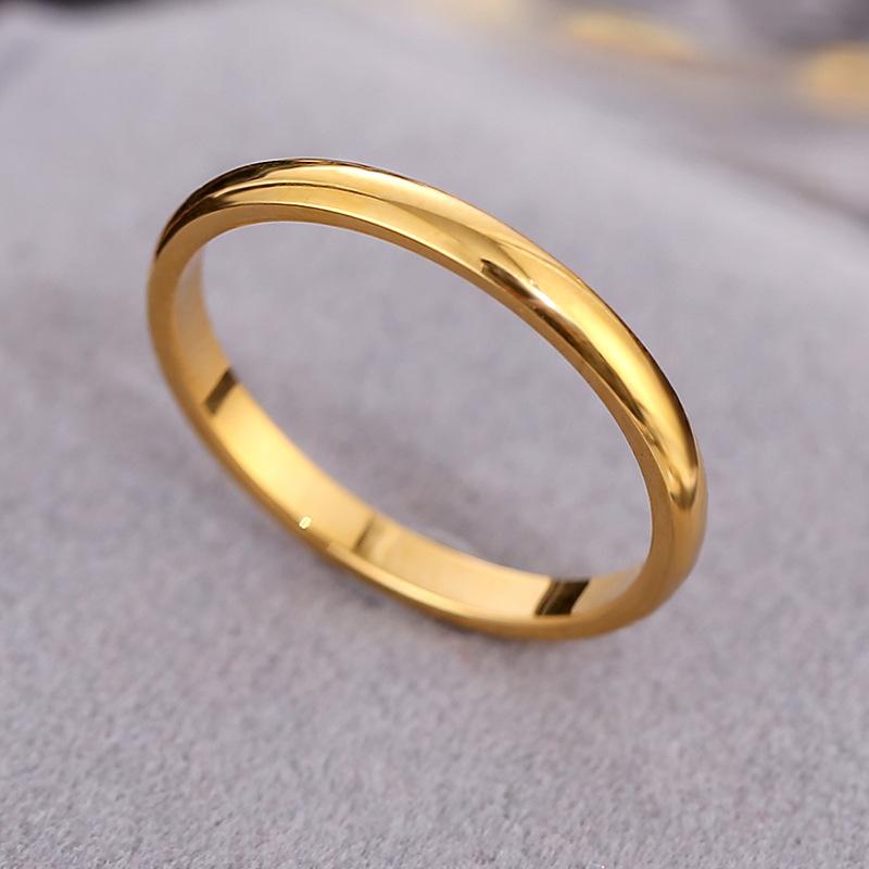 Japanese and Korean Foreign Trade Simple Titanium Steel Ring Glossy Diamond Ring Female Couple Ring Fine Stainless Steel Ring Jewelry