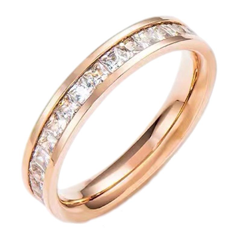Starry Ring Wholesale Female Titanium Steel Ring Full Diamond Ring Couple Ring Zircon Ring Cold Wind Light Luxury Ring