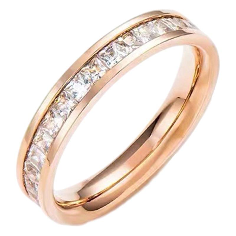 Starry Ring Wholesale Female Titanium Steel Ring Full Diamond Ring Couple Ring Zircon Ring Cold Wind Light Luxury Ring