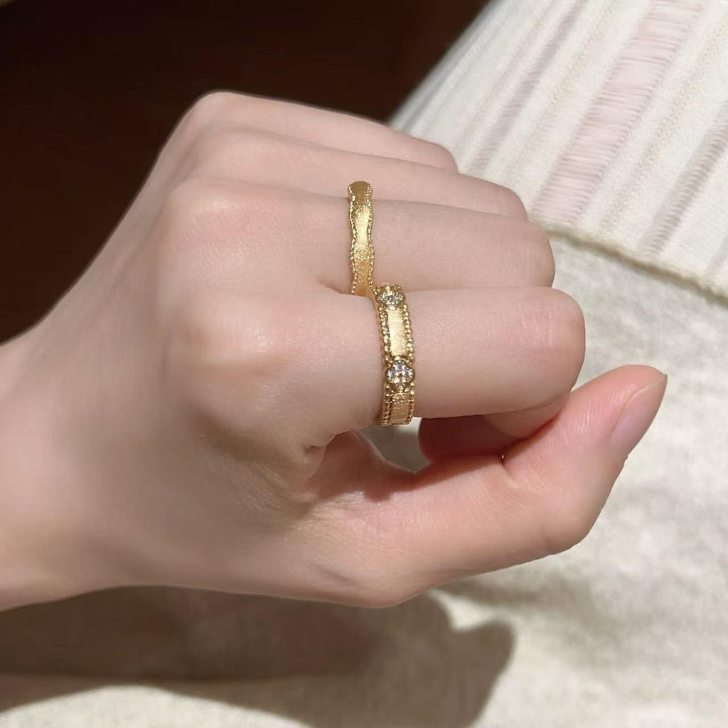 925 Sterling Silver New Brushed Ring Women's Non-Fading Light Luxury High-Grade Sense Niche Design Cross Zircon Open Ring