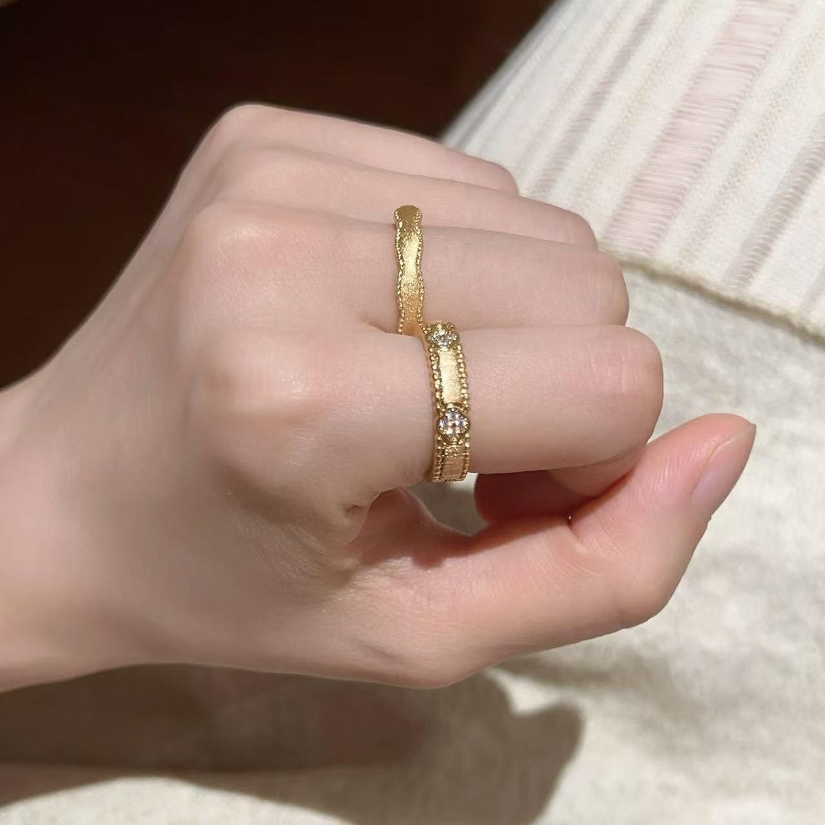 925 Sterling Silver New Brushed Ring Women's Non-Fading Light Luxury High-Grade Sense Niche Design Cross Zircon Open Ring