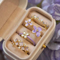 French Style Light Luxury High-Grade Open Ring Purple Super Fairy Elegant Flower Dripping Zircon Butterfly Ring Wholesale Cross-Border