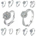 High-End Six-Claw Simulation Diamond Ring Women's Simple Fashion Couple Zircon Couple Ring Proposal Wedding Open Ring Wholesale