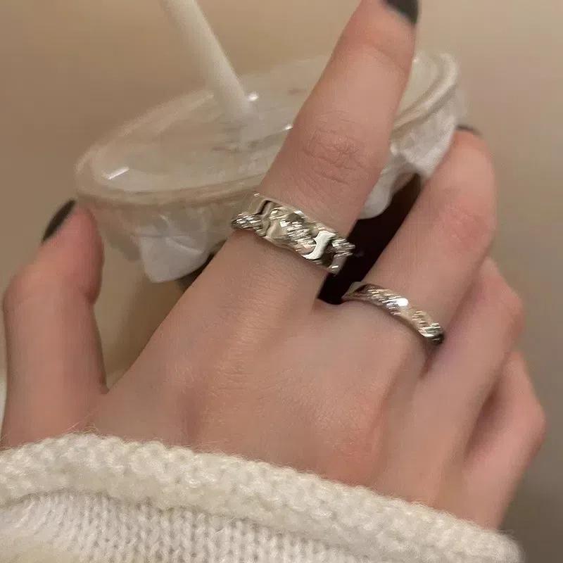 Non-Fading Ring Niche Design High Sense Plain Ring Zircon Women's Stacked Suit Ins Open Ring Light Luxury Personality