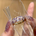 Koning Lavender ~ Gentle Heart Machine Purple Zircon Full Diamond Ring Light Luxury Gold High-Grade Open Ring