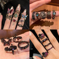 Retro Dark Ring Gothic Style Butterfly Enamel Court Style Open Ring Niche Stacked Design Sense Ring