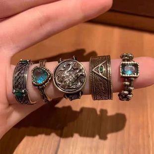Retro Dark Ring Gothic Style Butterfly Enamel Court Style Open Ring Niche Stacked Design Sense Ring