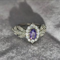 Provence Super Flash Light Purple Zircon Light Luxury Cold Sense High Sense Temperament Ring Open Ring Ring Female