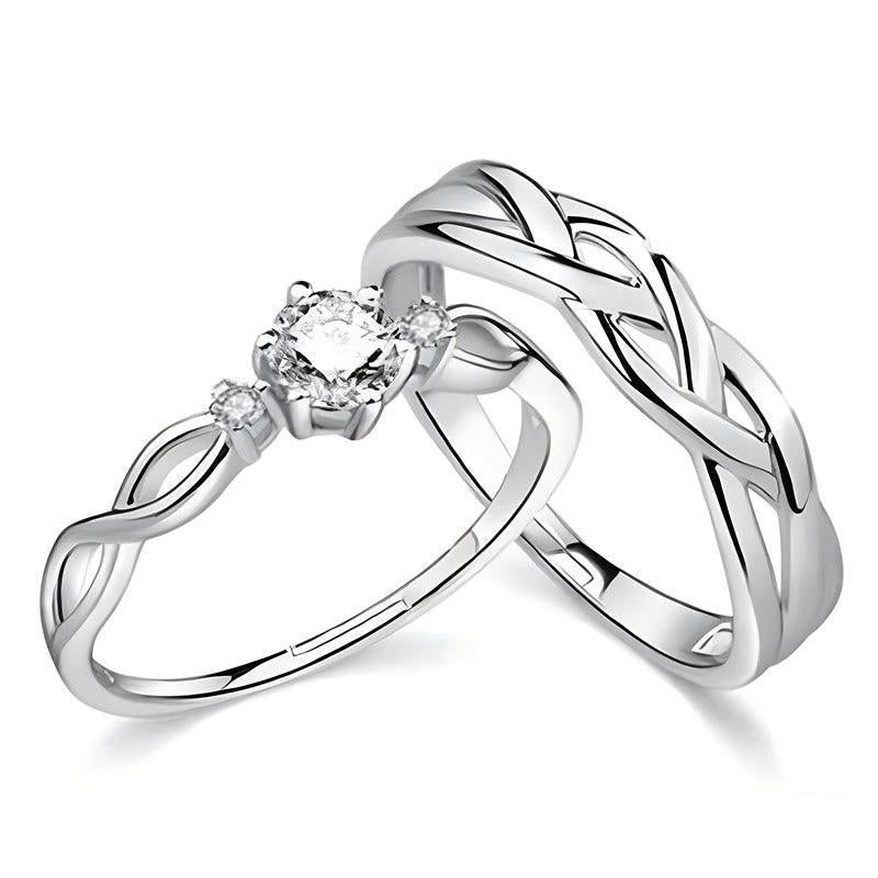 Couple Ring Korean Style Simple Ring Simulation Diamond Ring Open Zircon Classic Ring Couple Wedding Ring One-Piece Delivery