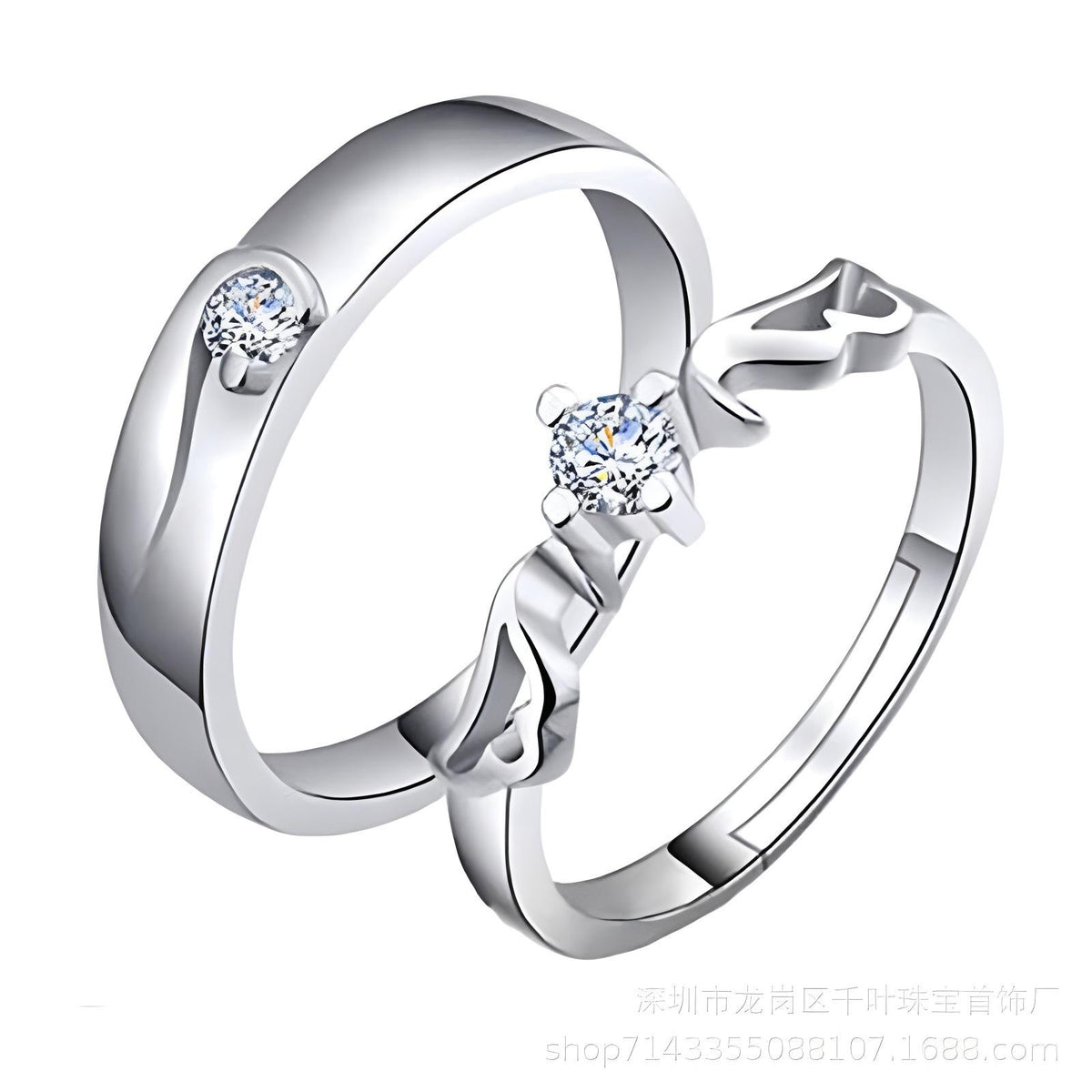 Couple Ring Korean Style Simple Ring Simulation Diamond Ring Open Zircon Classic Ring Couple Wedding Ring One-Piece Delivery