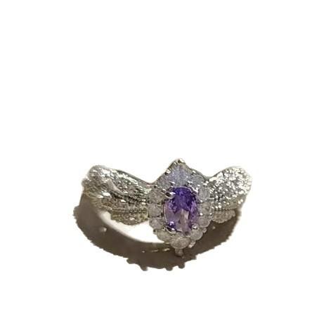 Provence Super Flash Light Purple Zircon Light Luxury Cold Sense High Sense Temperament Ring Open Ring Ring Female