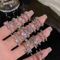 INS Style Silver Zircon Ring Female Light Luxury Niche High Sense Open Ring Ring Versatile Temperament Bracelet Wholesale