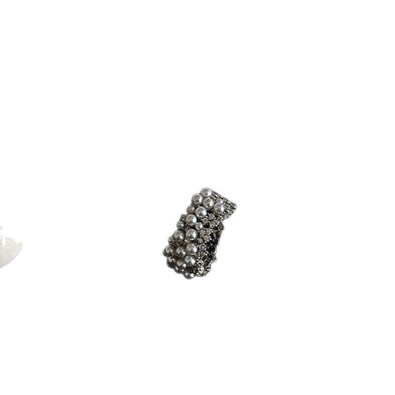 French Style Light Luxury Design Pearl Zircon Open Ring Niche Exquisite High-Grade Versatile Temperament Index Finger Ring