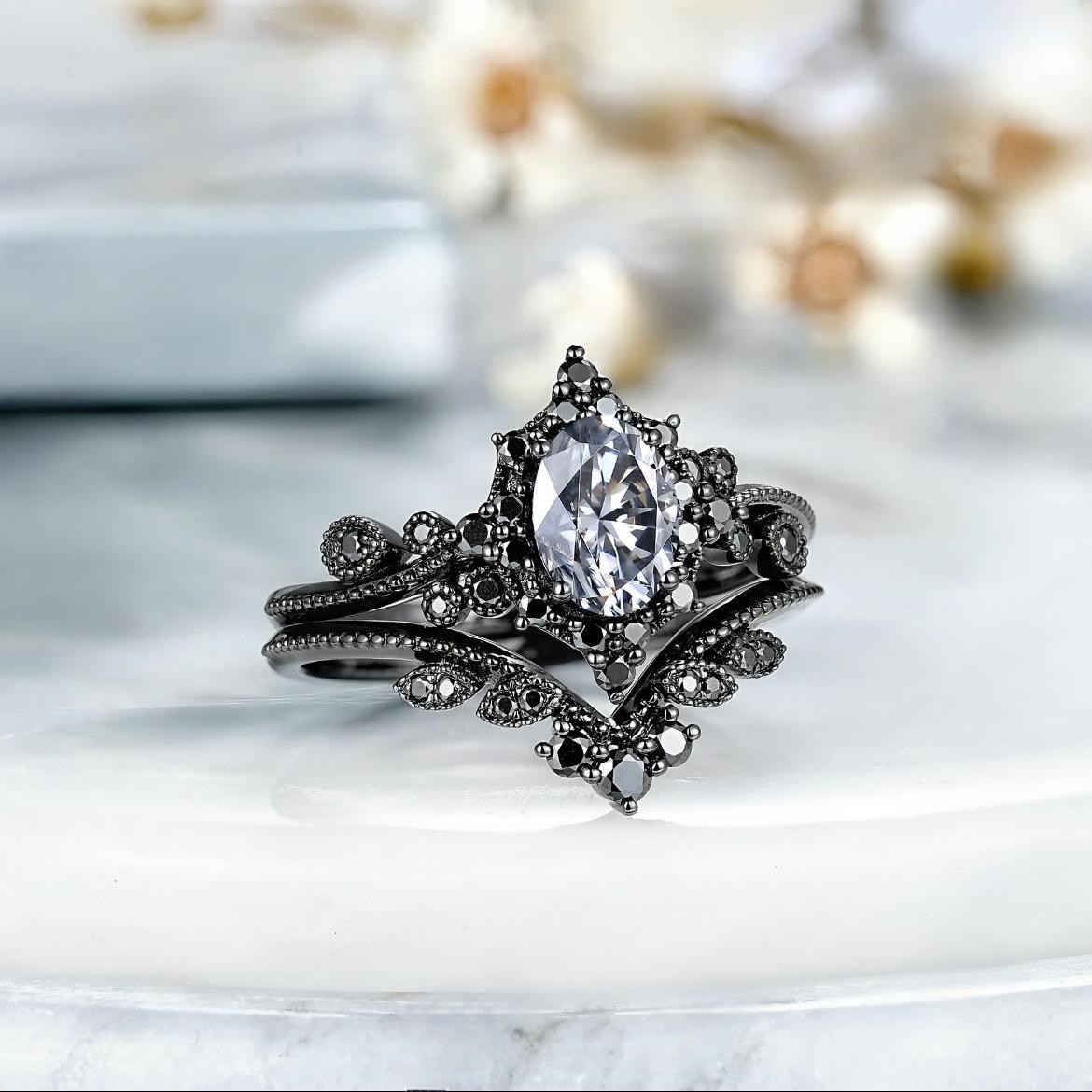 Sanjie Cross-Border Hot Sale Luxury Engagement Ring European and American Women's Wedding Couple Ring Fashion Zircon Ring Set