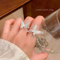 Colorful Butterfly Open Ring Female Light Luxury Niche Design Sense Zircon Ring Sweet Temperament Super Fairy Jewelry