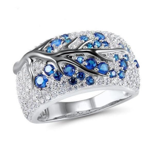 Factory Direct New Gold-Plated Color Separation Branch Ring Creative Inlaid Diamond Ring Plum Blossom Women's Painting Oil Ring