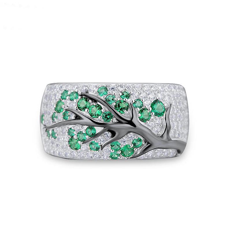 Factory Direct New Gold-Plated Color Separation Branch Ring Creative Inlaid Diamond Ring Plum Blossom Women's Painting Oil Ring