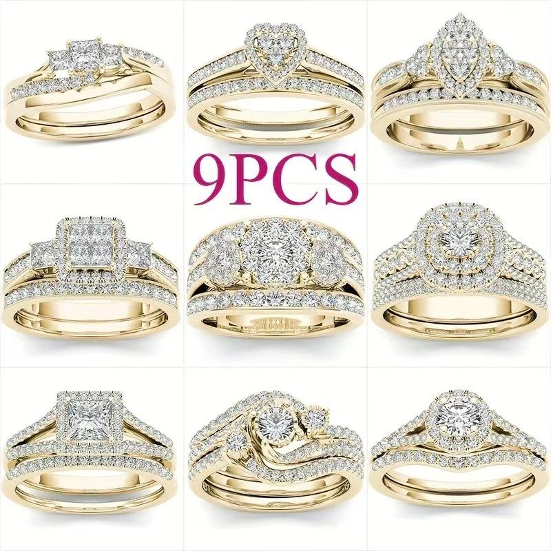 Sanjie Amazon Hot Sale European and American Couple Ring Gold-Plated Inlaid Zircon Ring Factory Direct Classic Jewelry
