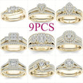 Sanjie Amazon Hot Sale European and American Couple Ring Gold-Plated Inlaid Zircon Ring Factory Direct Classic Jewelry