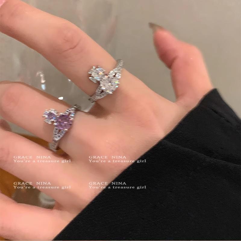 Queen Mother's Ring Full Diamond Zircon Saturn Advanced Design Sense Index Finger Ring Open Ring Adjustable 2023 New