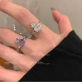 Queen Mother's Ring Full Diamond Zircon Saturn Advanced Design Sense Index Finger Ring Open Ring Adjustable 2023 New