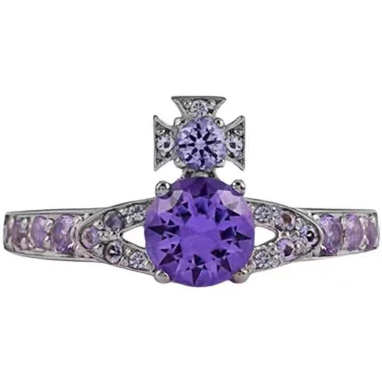 Queen Mother's Ring Full Diamond Zircon Saturn Advanced Design Sense Index Finger Ring Open Ring Adjustable 2023 New