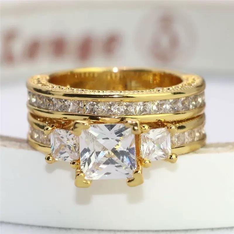 Cross-Border Supply Online Popular Diamond Ring European and American Popular Female Couple Ring Set Factory Wholesale