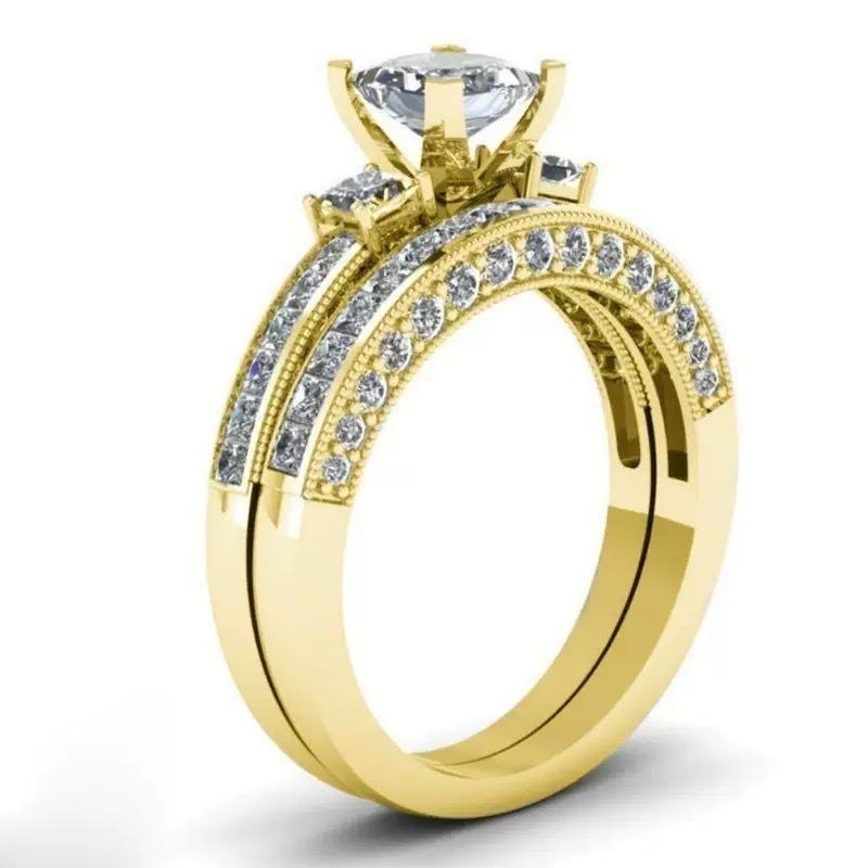 Cross-Border Supply Online Popular Diamond Ring European and American Popular Female Couple Ring Set Factory Wholesale