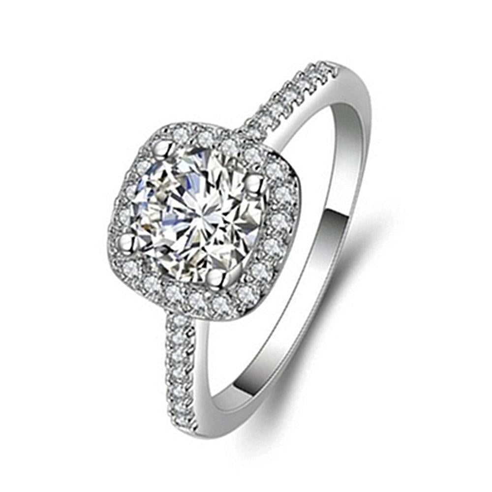 Chuudonglai Small Square Sugar Ring Hot Sale Town Store Treasure Diamond Ring Platinum Plated Bracelet Eight Hearts and Eight Arrows Zircon Ring