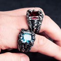 Men's Open Ring European and American Cross-Border New Retro Dragon Claw Ring Exaggerated Fashion Multi-Color Zircon Ring Wholesale
