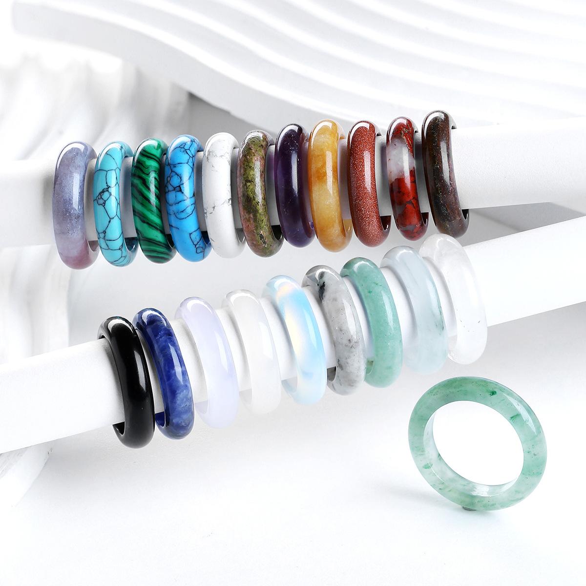 Jingde Jewelry Natural Dongling Jade Ring Men's and Women's Agate Tiger Eye Stone Pair Ring Jewelry Wholesale