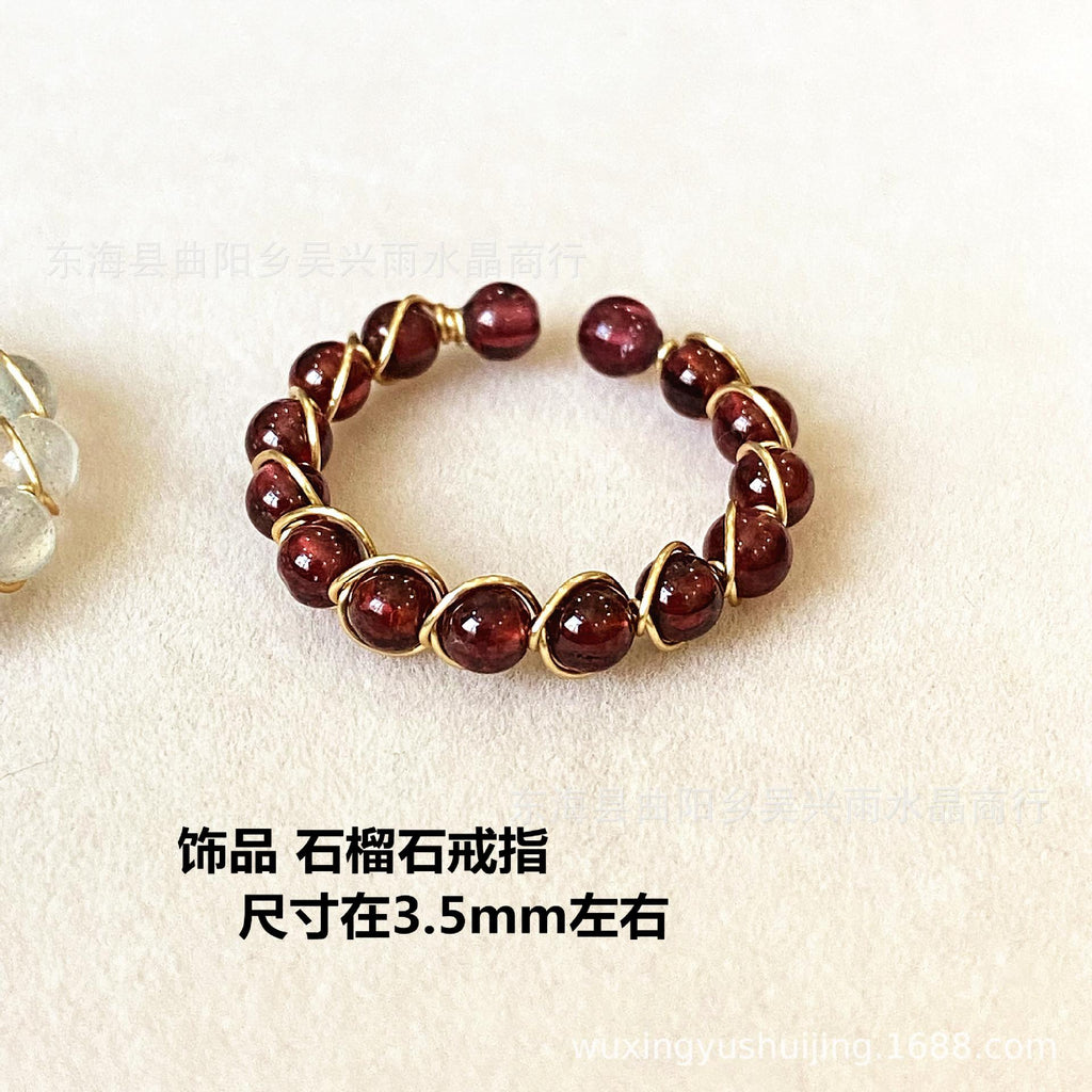 14K Gold-Wrapped Winding Handmade Natural Colored Tourmaline Garnet Labradorite Ring Ring Row Ring Jewelry Wholesale
