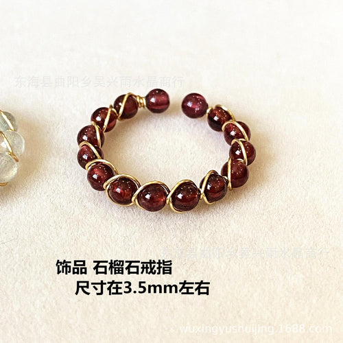 14K Gold-Wrapped Winding Handmade Natural Colored Tourmaline Garnet Labradorite Ring Ring Row Ring Jewelry Wholesale
